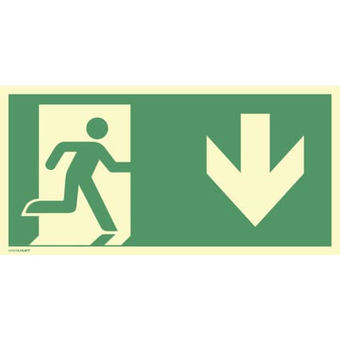 Schild Notausgang rechts Pfeil unten MOEDEL 99554 400x200mm