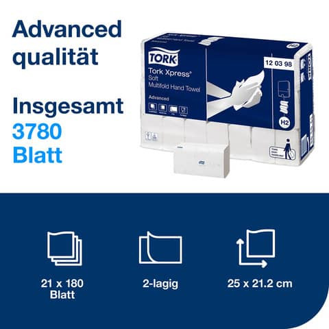 Falthandtuch 2-lagig weiß 3780ST TORK 120398 System H2