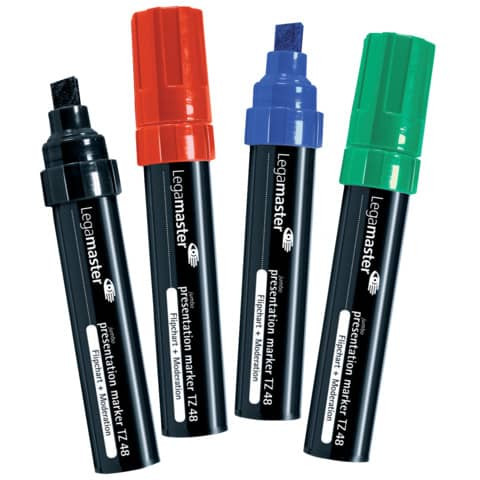 Flipchartmarker TZ48 4-12mm 4 Etui sort. LEGAMASTER 7-155594 Keilspitze