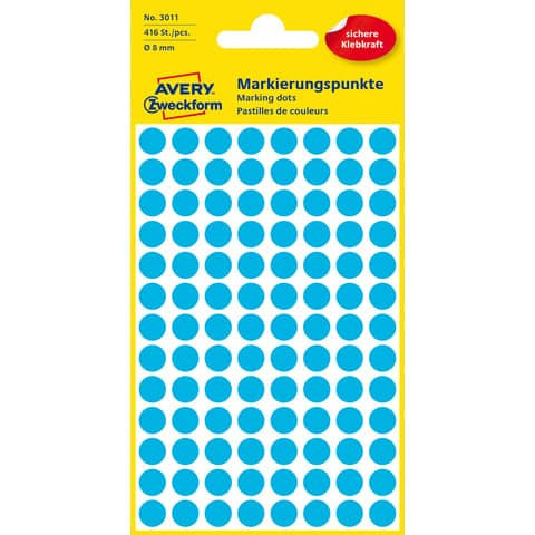 Etiketten Ø8 mm blau 416 Stück ZWECKFORM 3011 permanent haftend