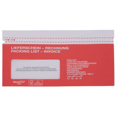 Dokumententasche C5/6 weiß/rot 500 St. DOCUFIX 2FHDP340212 Papier