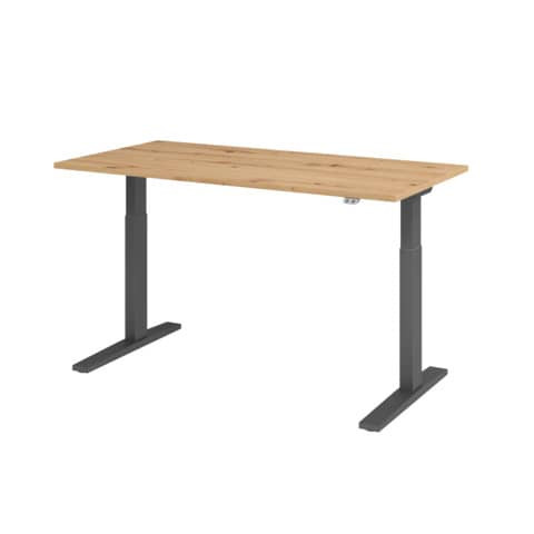 Schreibtisch elektr.höhenv. Asteiche/Gra HAMMERBACHER MONT.VXMKA16/R/G 160x80cm