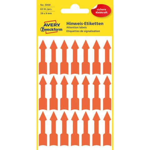 Hinweisetiketten Pfeil l´orange ZWECKFORM 3008