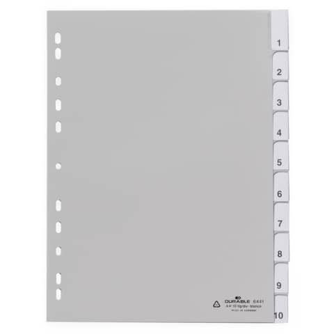 Register Plastik A4 blanko 10tlg. grau DURABLE 6441 10 Beschriftungssch. ausw.