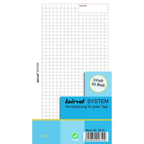 Ersatzeinlage A6 kariert BIND B-2610 50BL Papier