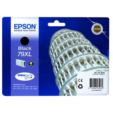 Original Epson Tintenpatrone schwarz High-Capacity (C13T79014010,T790140,79XL,T7901,T79014010)