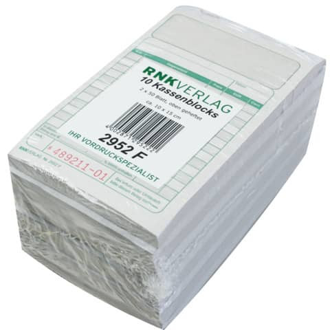 Kassenblock 15x10cm 2x50BL RNK 2952f oben geheftet