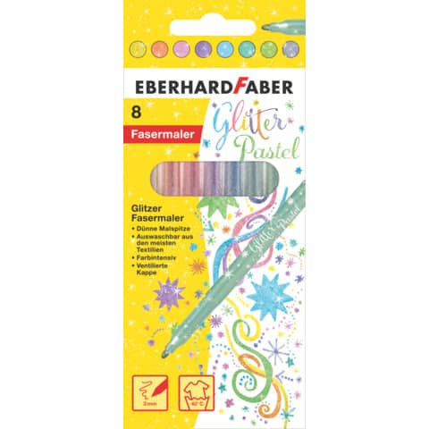 Fasermaler 8ST Glitter Pastell sortiert EBERHARD FABER 551009