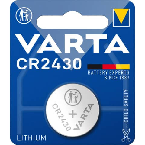 Knopfzellen-Batterie CR2430 1ST silber VARTA 06430 101 401 Lithium