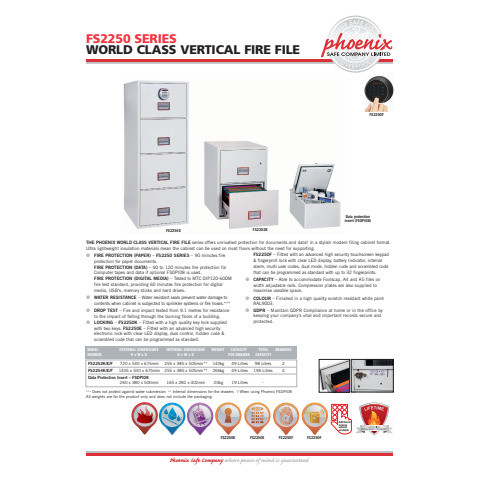 Hängeregistraturenschrank 2 Laden weiß PHOENIX FS2252F Stahl, Feuerschutz