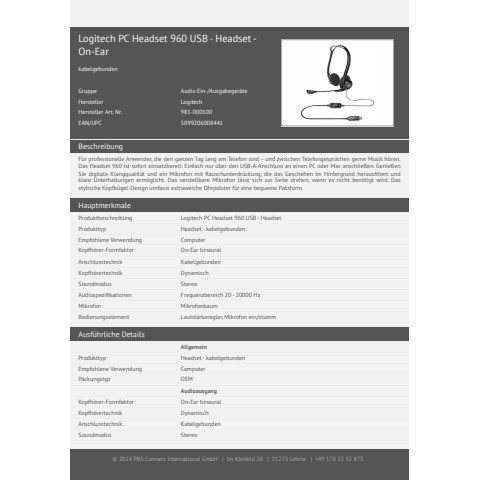 Headset H960 schwarz LOGITECH 981-000100