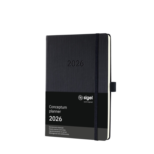 Buchkalender Notizen 2026 A5 schwarz SIGEL C2614 Conceptum Harcover Woche