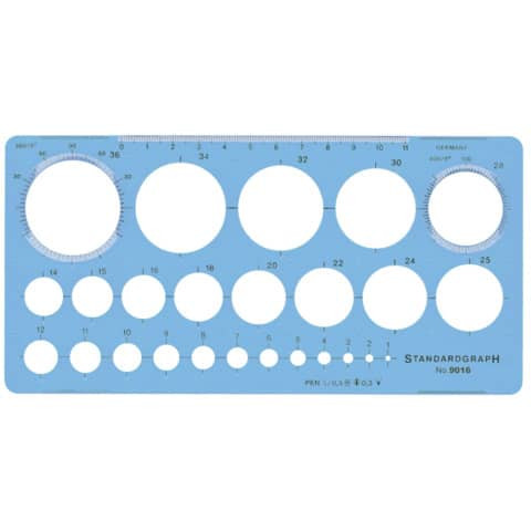 Kreisschablone mit 25 Kreisen blau STANDARDGRAPH 9016