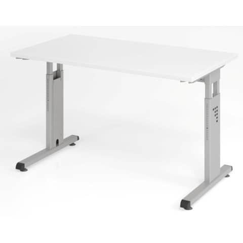 C-Fuß-Schreibtisch 120x67,2cm weiß/silb. HAMMERBACHER VOS612/W/S O-Serie
