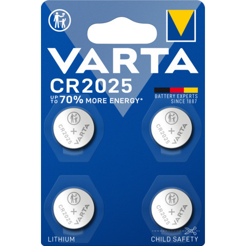 Knopfzellen-Batterie CR2025 4ST silber VARTA 06025 101 404 Lithium