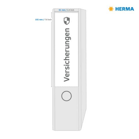 Ordneretikett 61x192mm weiß 100 Stück HERMA 5095 breit/kurz permanent haftend