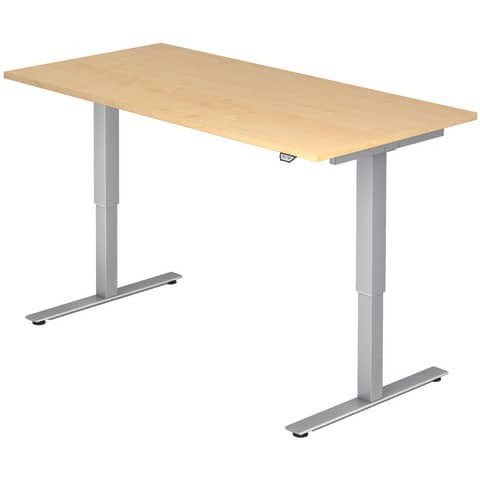 Sitz-Steh-Schreibtisch mit T-Fuß - 160 x 72-119 x 80 cm, elektr. höhenverstellbar, Ahorn