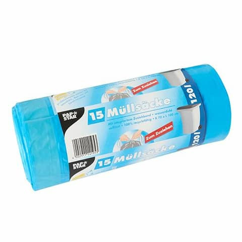 Müllsäcke mit Zugband, LDPE 120 l 15St PAPSTAR 14195 100x70cm