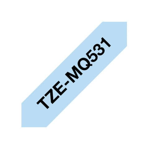 Schriftband pastell blau/schwarz BROTHER TZEMQ531 12mm x 4m
