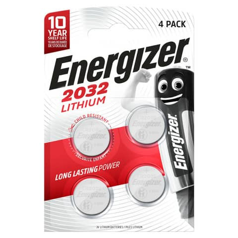 Knopfzellen-Batterie CR2032 4ST weiß/rot ENERGIZER E300830108 Lithium