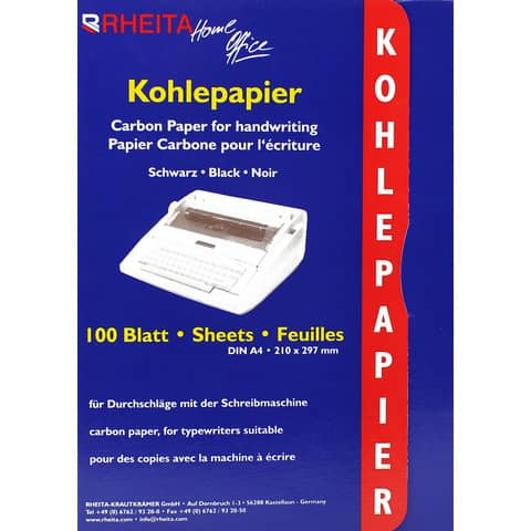 Kohlepapier A4 100BL schwarz RHEITA 8172-100