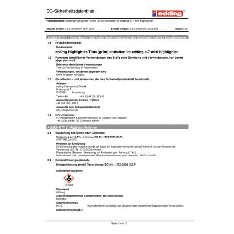 Textmarker e-7 highlighter neon EDDING 4-7-4 mini 4ST