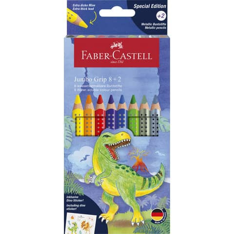 Farbstiftetui 8+2ST Dino Jumbo Grip FABER CASTELL 110922