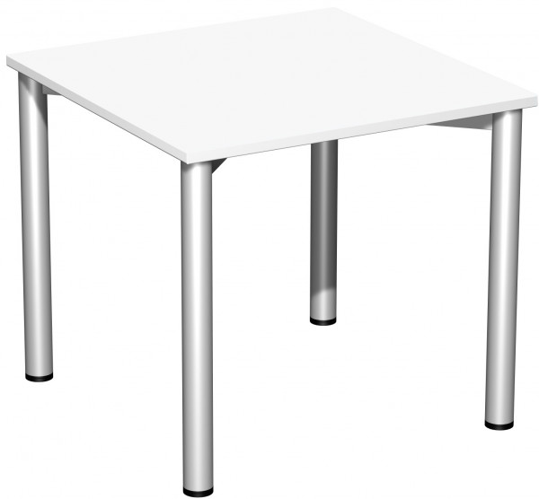 Schreibtisch feste Höhe, 800x800x720, Weiß/Silber
