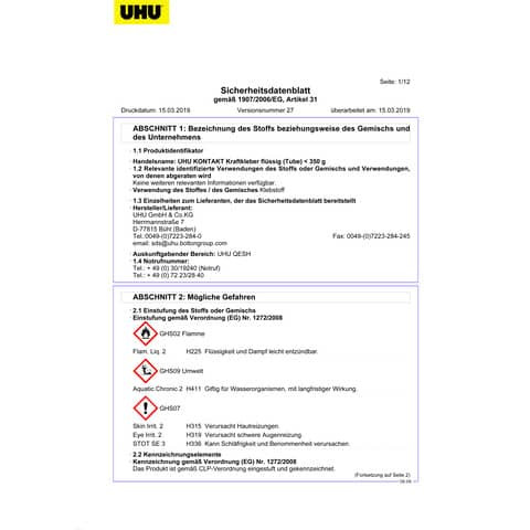 Alleskleber Kraft Wärme 42g UHU 46080 wärmef. bis 70 Grad