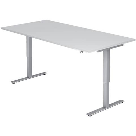 Sitz-Steh-Schreibtisch mit T-Fuß - 180 x 72-119 x 80 cm, elektr. höhenverstellbar, Weiß
