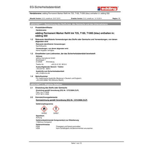 Permanentmarker 550 3-4mm blau EDDING 550-003 Rundspitze nachfüllbar