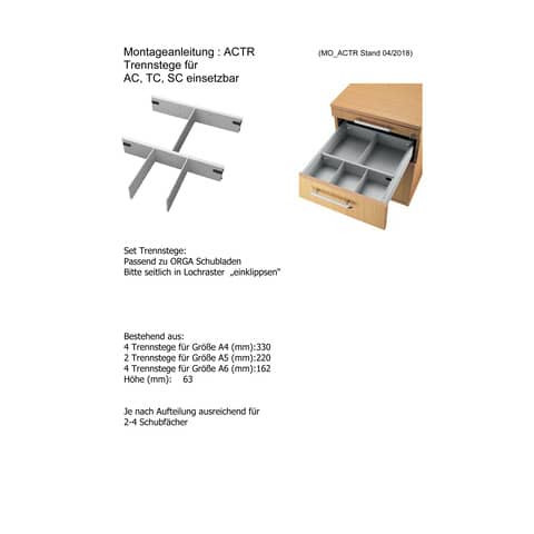 Trennsteg Set 10-tlg HAMMERBACHER VACTR