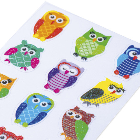 Schmucketikett Eulen 12 Stück HERMA 3224 Magicsticker Folie m. Glimmer