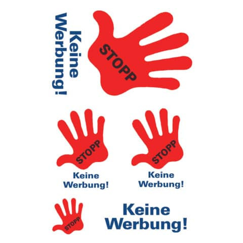 Hinweisetikett Stop keine Werbung ZWECKFORM 3741 rote Hand