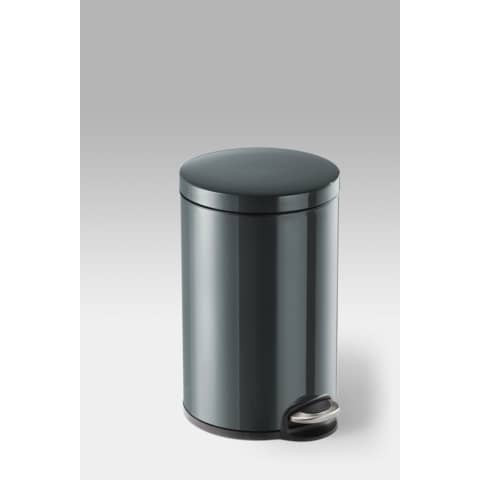 Tret-Abfalleimer 12L rund anthrazit DURABLE 3411 58 Metall