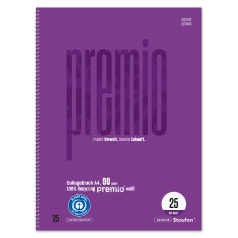 Collegeblock A4 80BL LIN25 lin. violett STAUFEN PREMIO 040835025