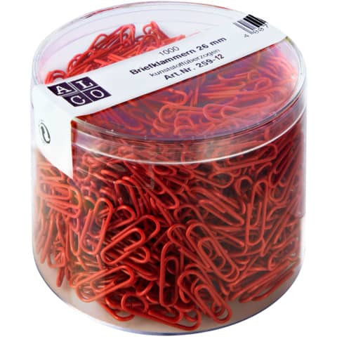 Büroklammern 1000ST rot ALCO 25912 26mm