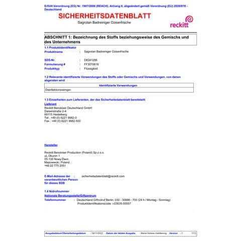 Badreiniger 750ml Ozeanfrische SAGROTAN 3129279