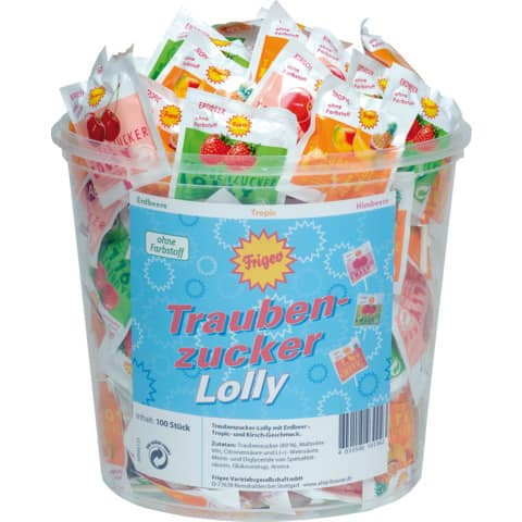 Traubenzucker Lollys 100 Stück sortiert FRIGEO 1649 / 139196007