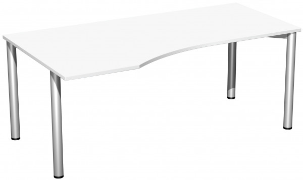 PC-Schreibtisch links feste Höhe, 1800x1000x720, Weiß/Silber