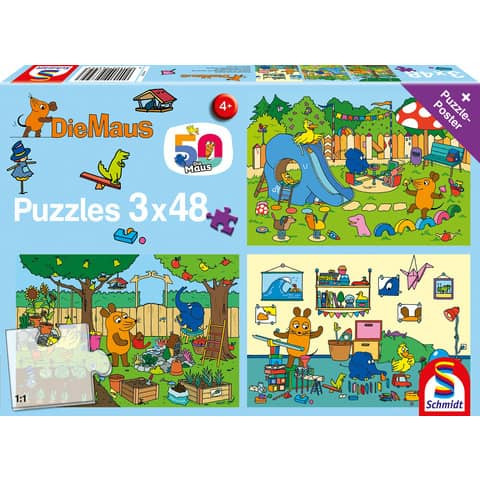 Puzzle Ein Tag mit der Maus - 3x 48 Teile
