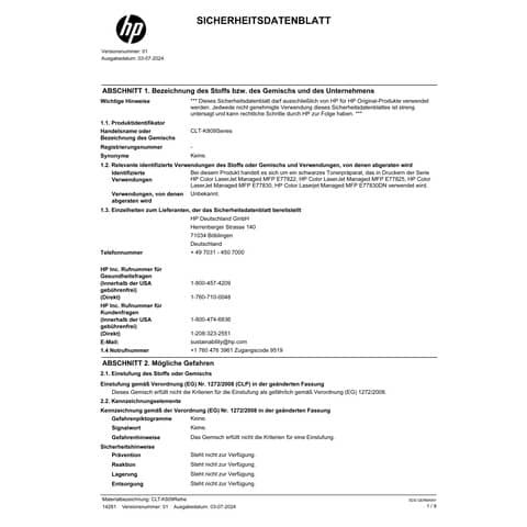 Lasertoner CLT-K809S schwarz HP SS607A