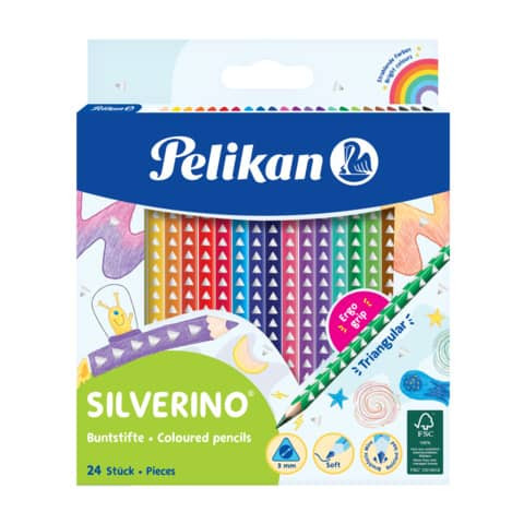 Farbstifte 24ST SILVERINO dünn PELIKAN 100401598 700665 BD24LN dreie