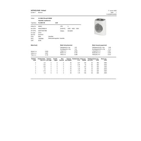 Heizlüfter HL 6064 CB oszillierend weiß BOMANN 660641