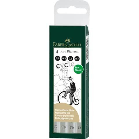 Pigmentliner Ecco 4ST FABER CASTELL 166004-N/sort.