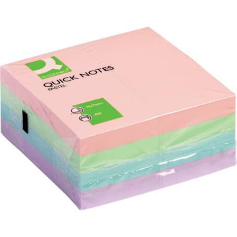 Haftnotizblock 76x76mm pastell Q-CONNECT KF01347 400BL