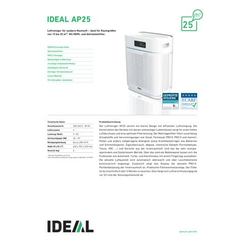 Luftreiniger AP25 weiß IDEAL 87340011