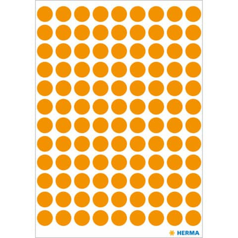 Etiketten Ø8mm leuchtorange HERMA 1844 540 Stück permanent haftend