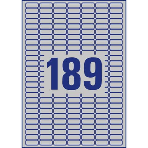 L6008-20 Typenschild-Etiketten - A4, 3.780 Stück, 25,4 x 10 mm, wetterfest, 20 Blatt silber