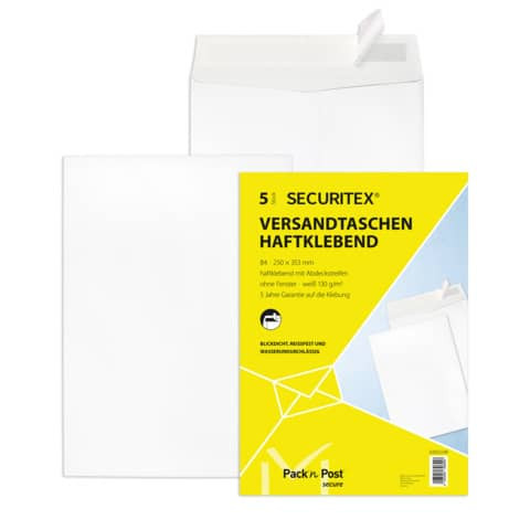 Versandtasche B4 HK 130g weiß SECURITEX 30002549 Abz. Str. 5ST